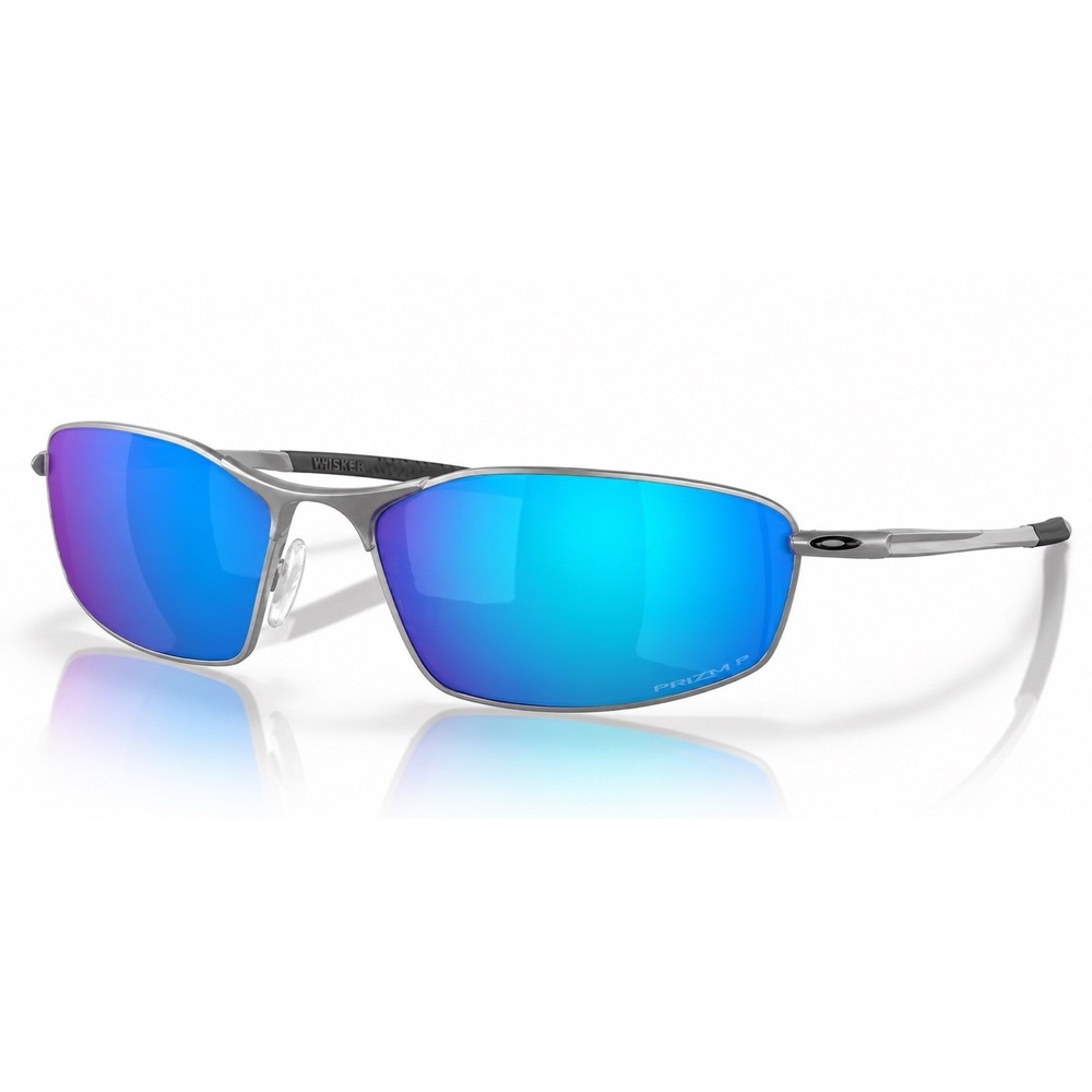 Oakley Whisker OO4141-0460 Sunglasses Satin Chrome Prizm Sapphire Polarized Lens
